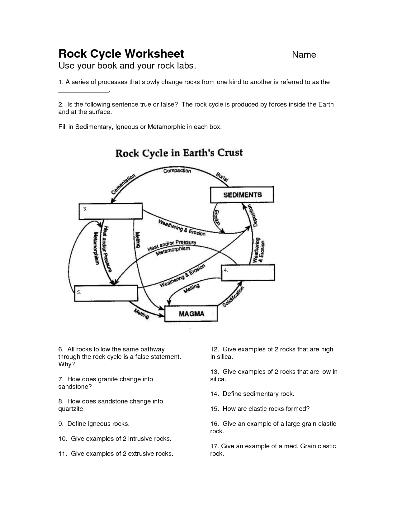 7 Best Images Of Printable Rock Cycle Worksheets 6th Grade Science 