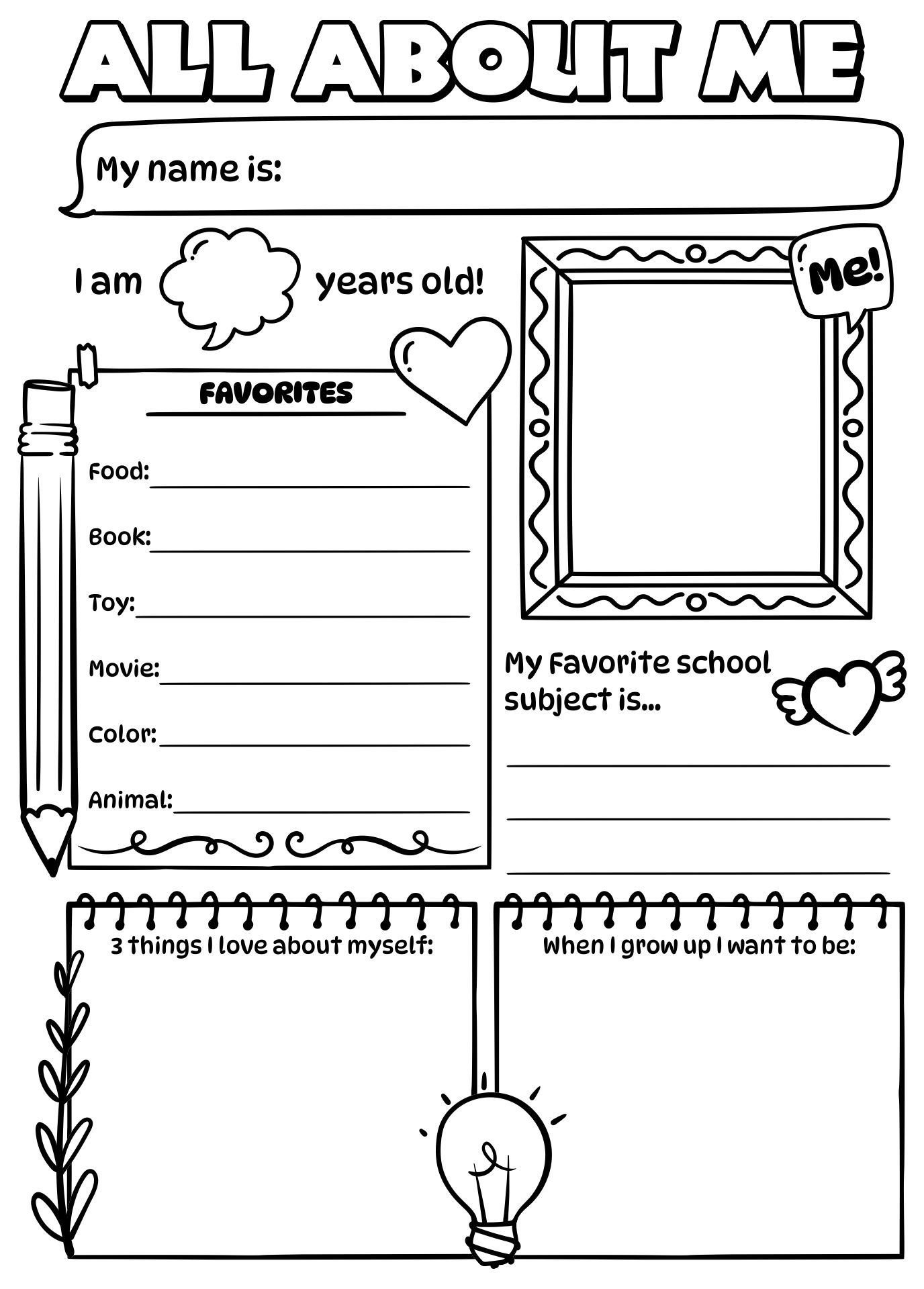 6 Best Images of All About Me Printable Template - All About Me