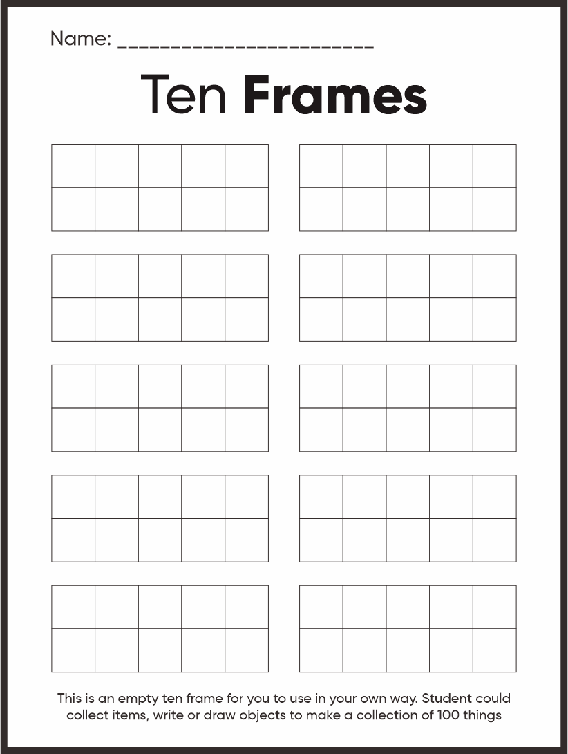 Ten Frames Worksheet