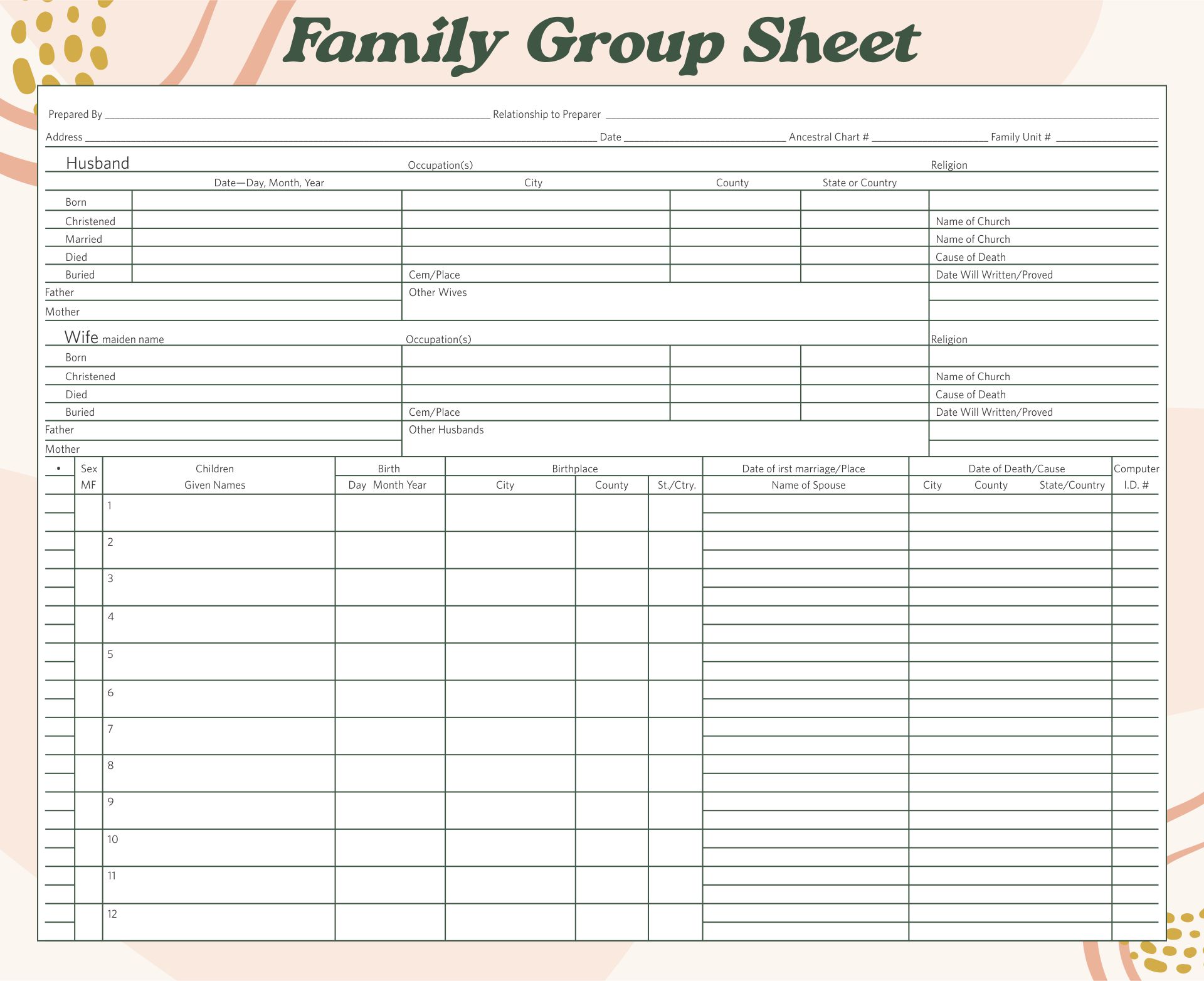 5 Best Images Of Family Group Sheets Printable LDS Family Group Sheet 