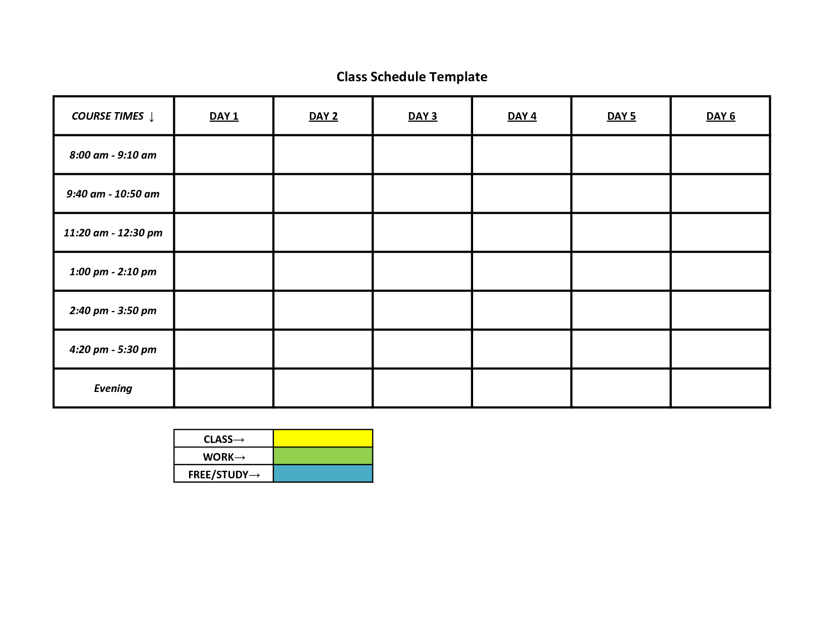 6 Best Images Of Free Printable Class Schedule Template Free Sample 