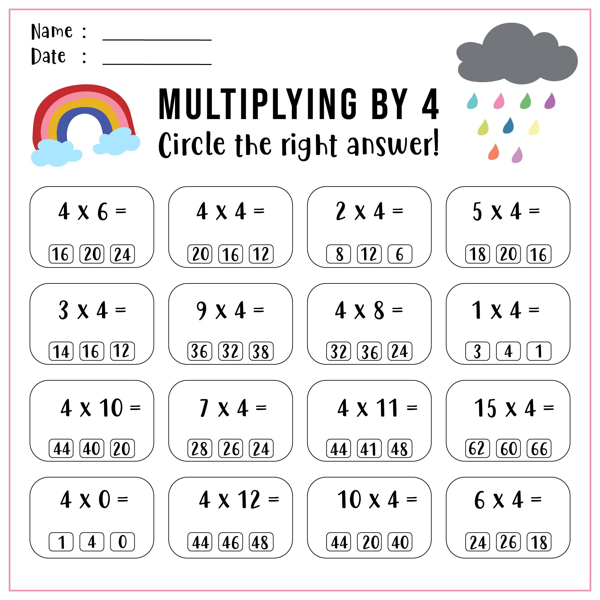 6 Best Images Of Multiplication X4 Worksheet Printable Printable Multiplication Worksheets 3