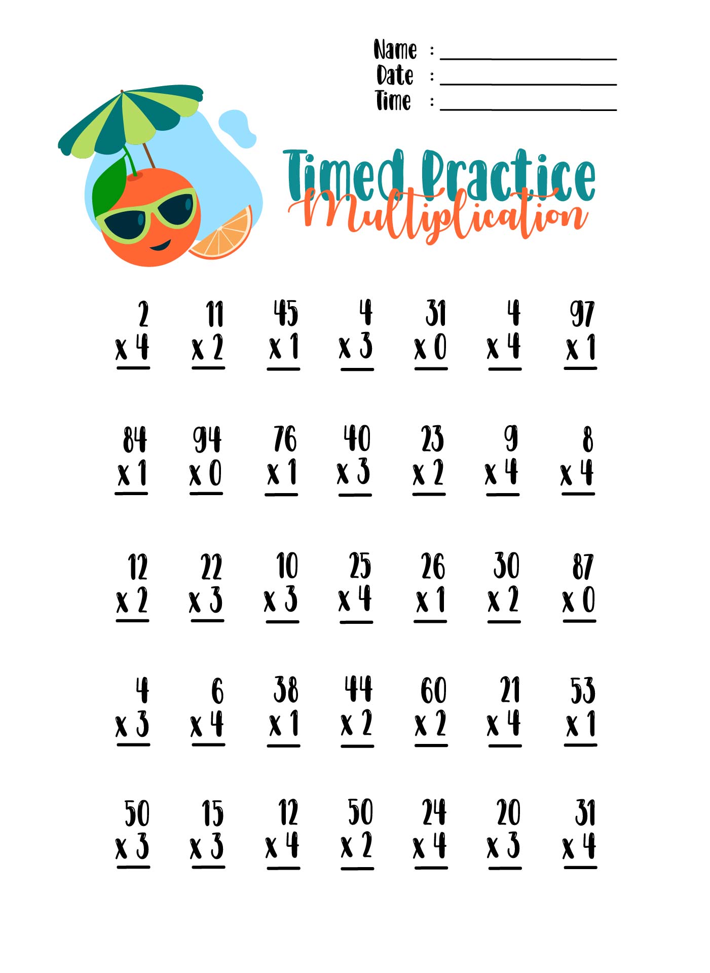 6 Best Images Of Multiplication X4 Worksheet Printable Printable 