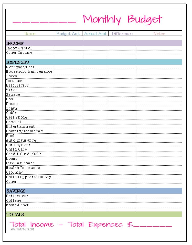 Monthly Budget Planner Template Free Printable
