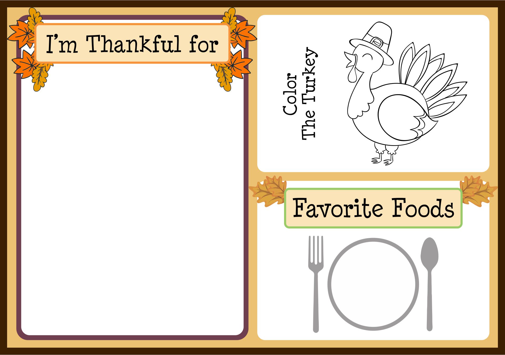 6 Best Images Of Preschool Printables Thanksgiving Placemats 