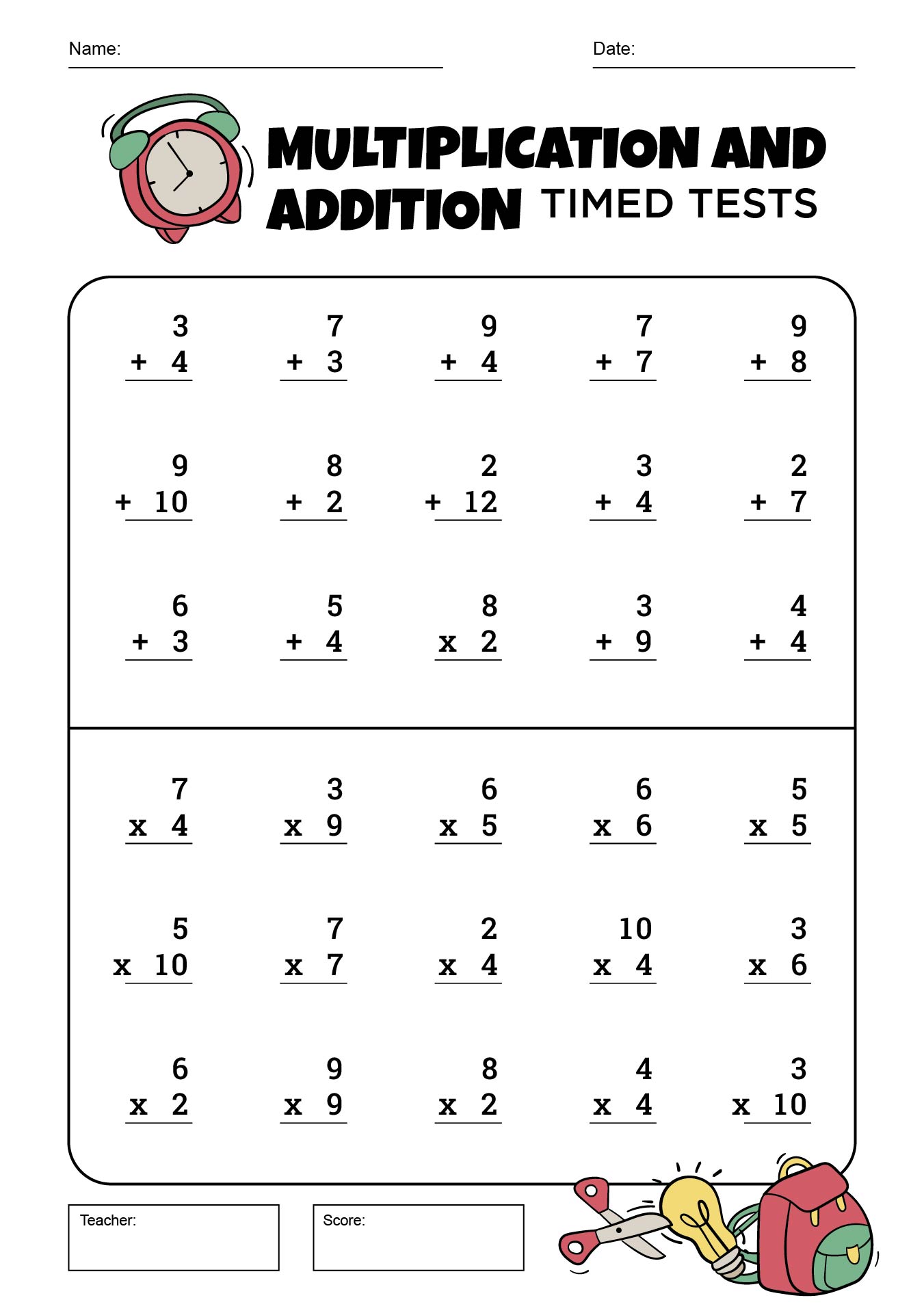 6 Best Images of Printable Timed Math Drills Multiplication - 100
