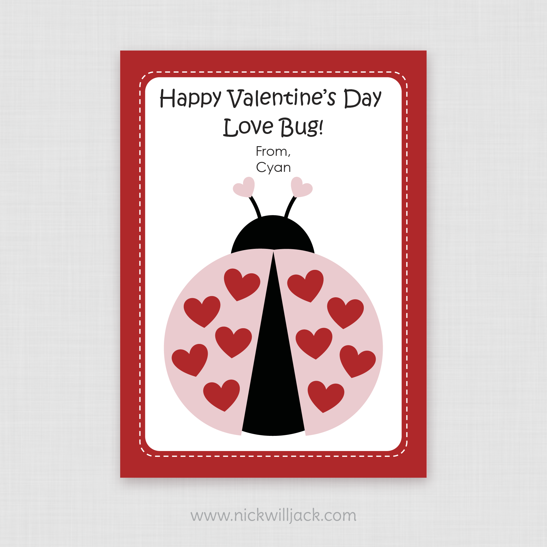 6 Best Images Of Love Bug Printable Valentine Cards Valentine Love