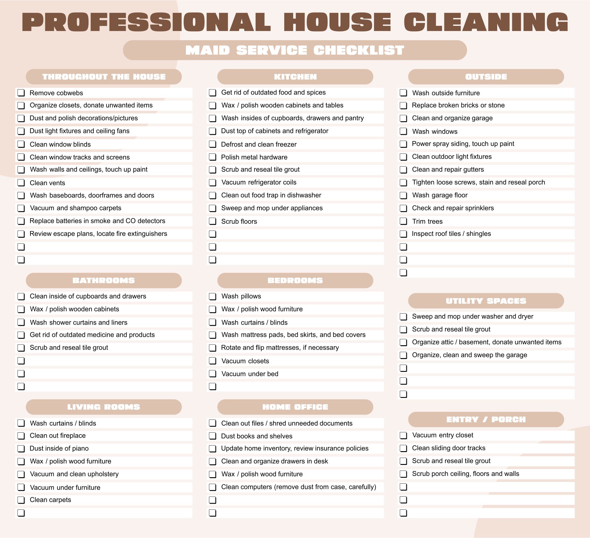 9 Best Images Of Maid Service Checklist Printable House Cleaning 