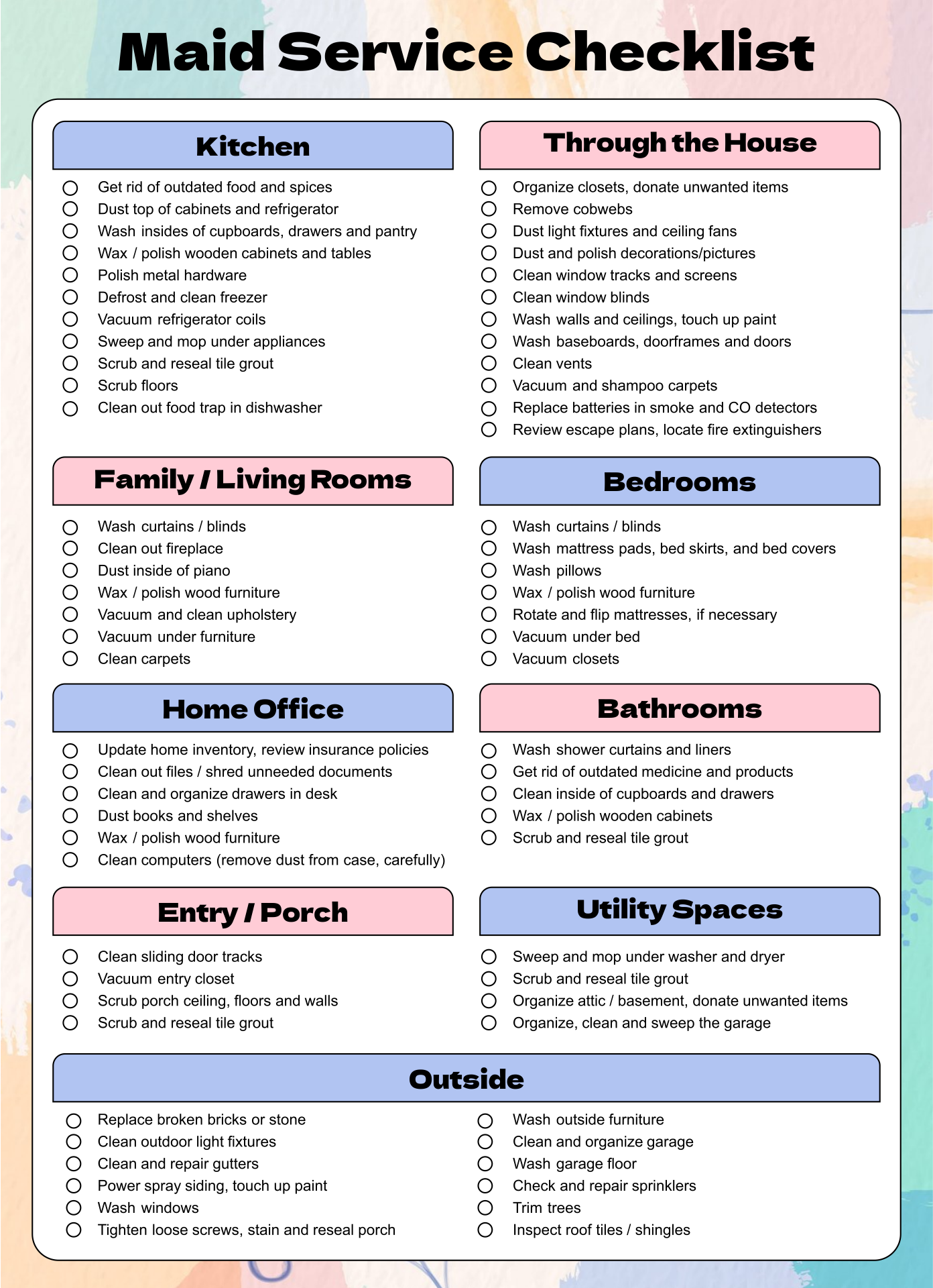 9 Best Images Of Maid Service Checklist Printable House Cleaning Service Checklist 