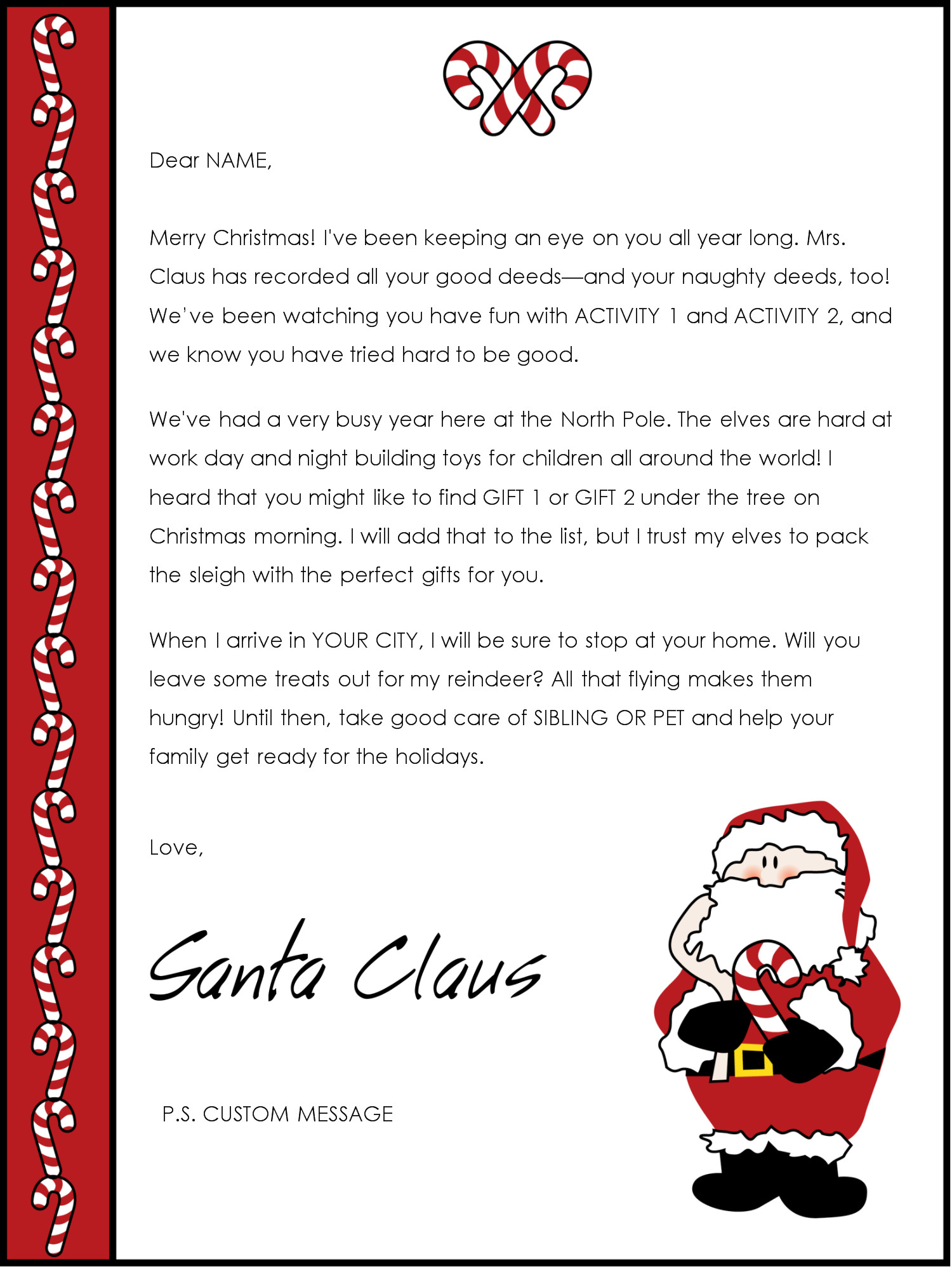 Letter From Santa Letter Template Printable Pay Period Calendars 2023