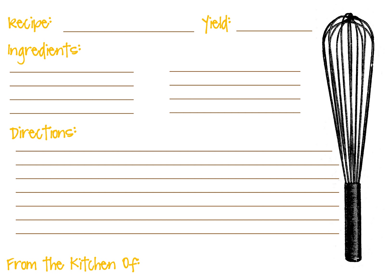 Full Page Recipe Card Template