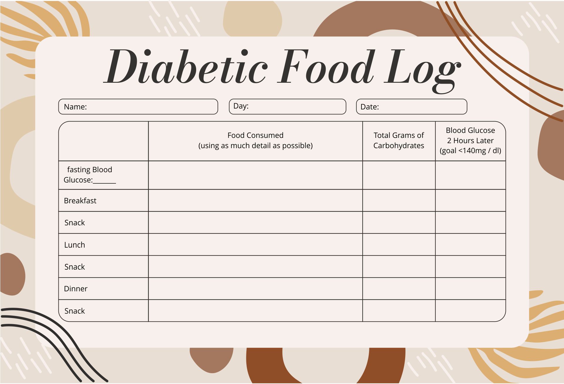 7 Best Images Of Free Printable Diabetic Food Journal Free Printable 