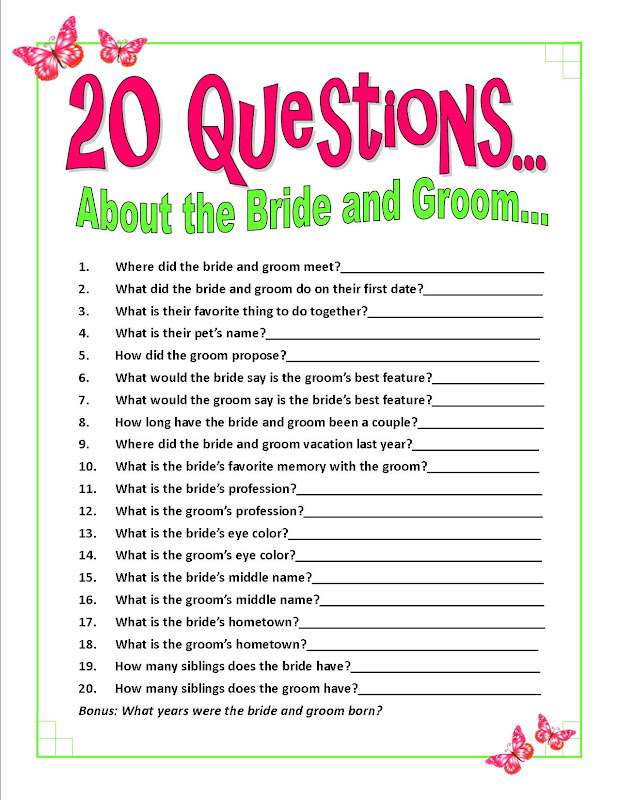 5 Best Images Of 20 Questions Bridal Shower Games Printable Funny 