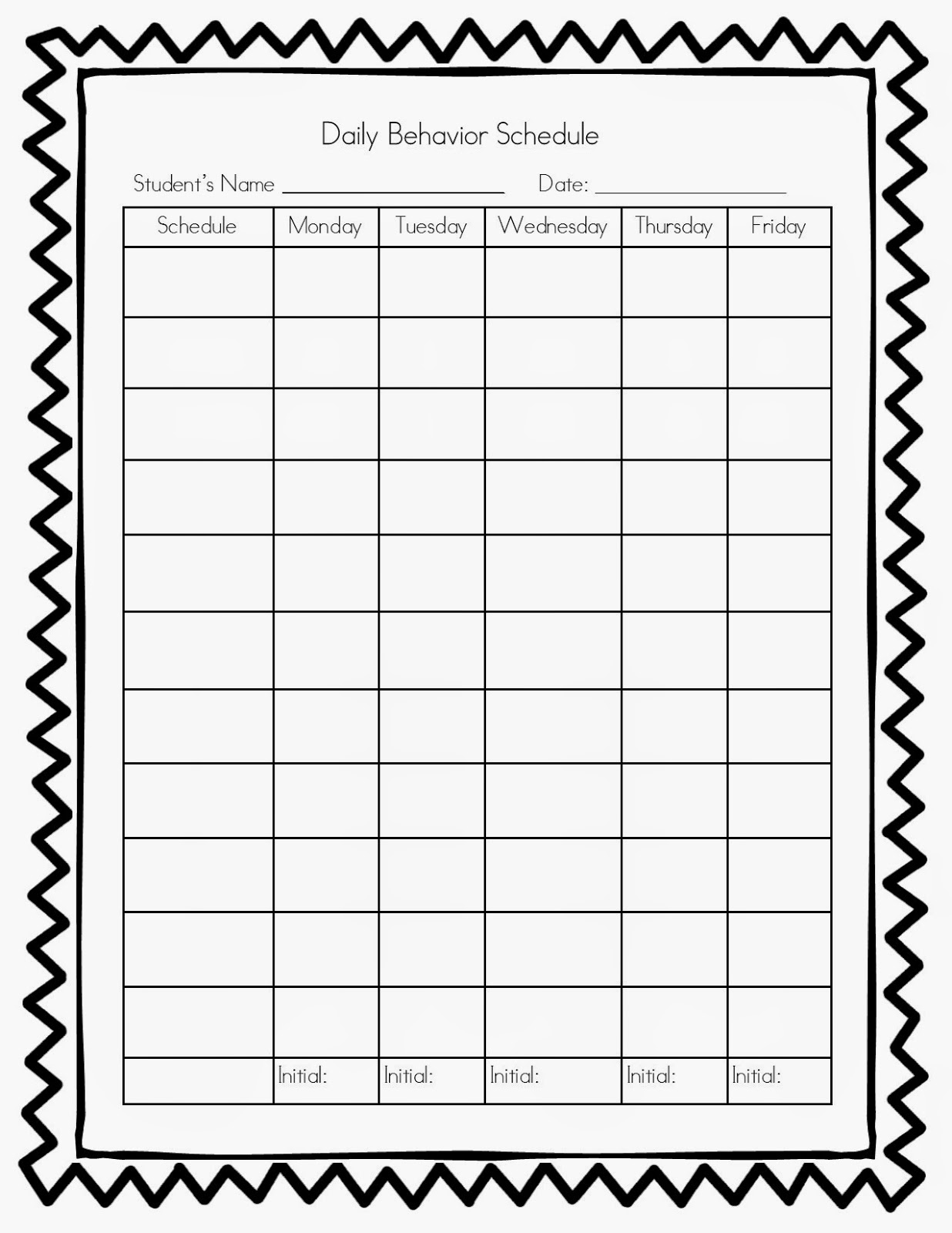 Editable Daily Behavior Chart C Ile Web E H kmedin 