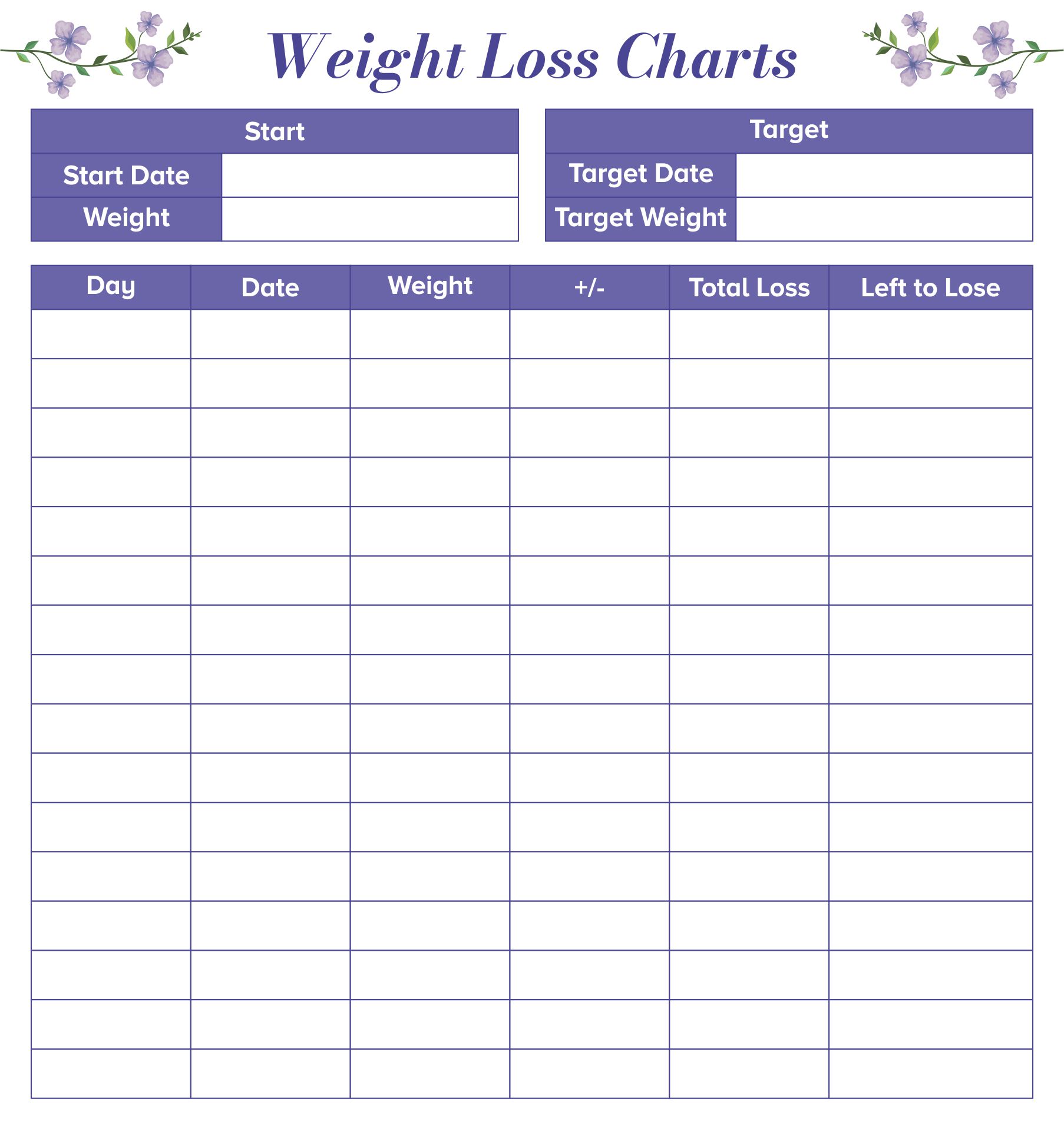 8 Best Images Of Weight Loss Logs Charts Printable Printable Daily Weight Loss Chart