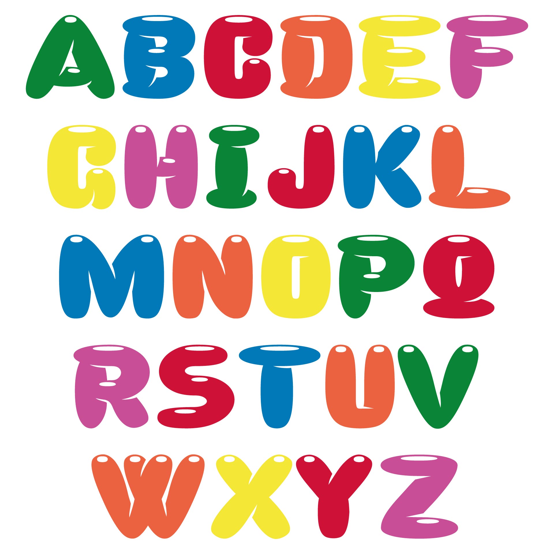 Free Printable Colored Bubble Letters