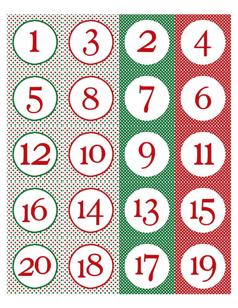 6 Best Images Of Printable Christmas Calendar Numbers Free Printable Christmas Advent Numbers