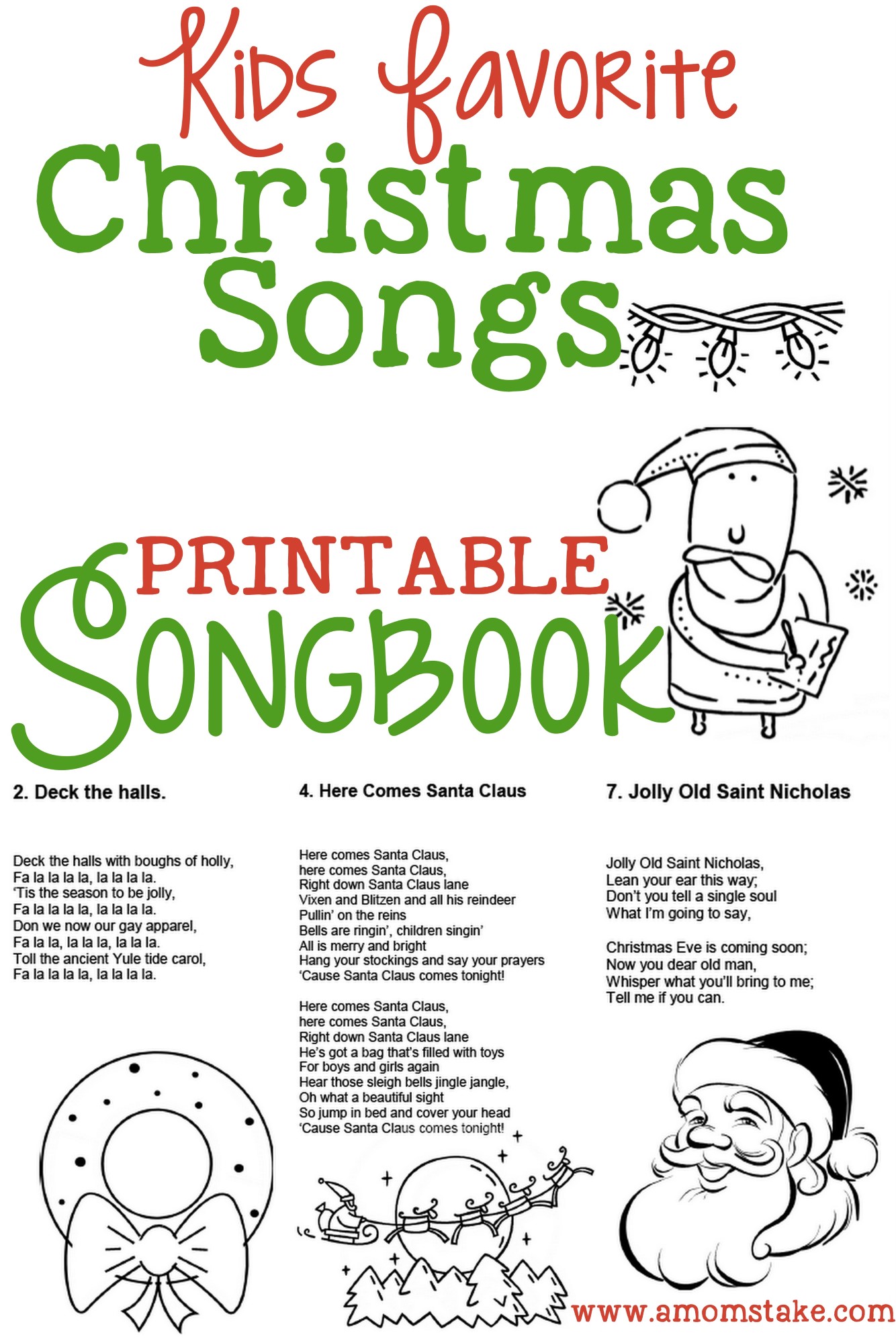Printable Christmas Songs With Lyrics Printable World Holiday
