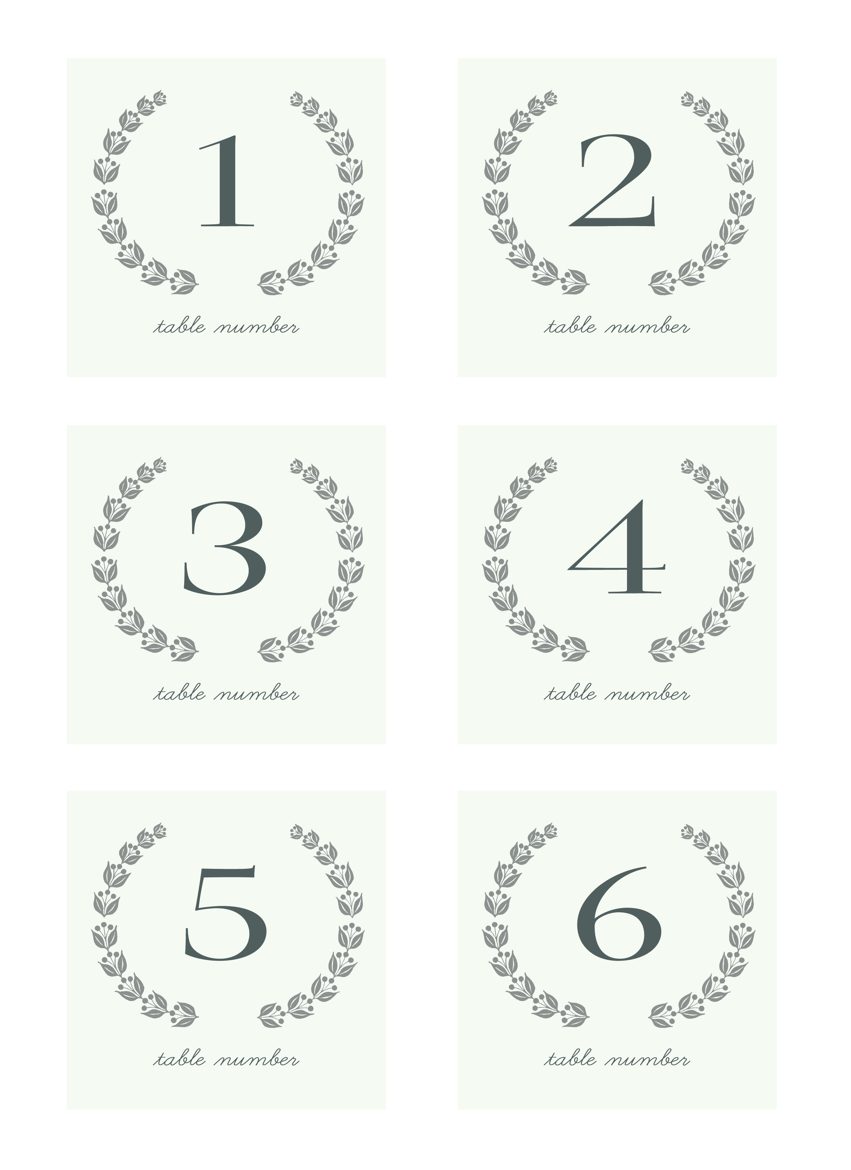 Printable Table Cards Free