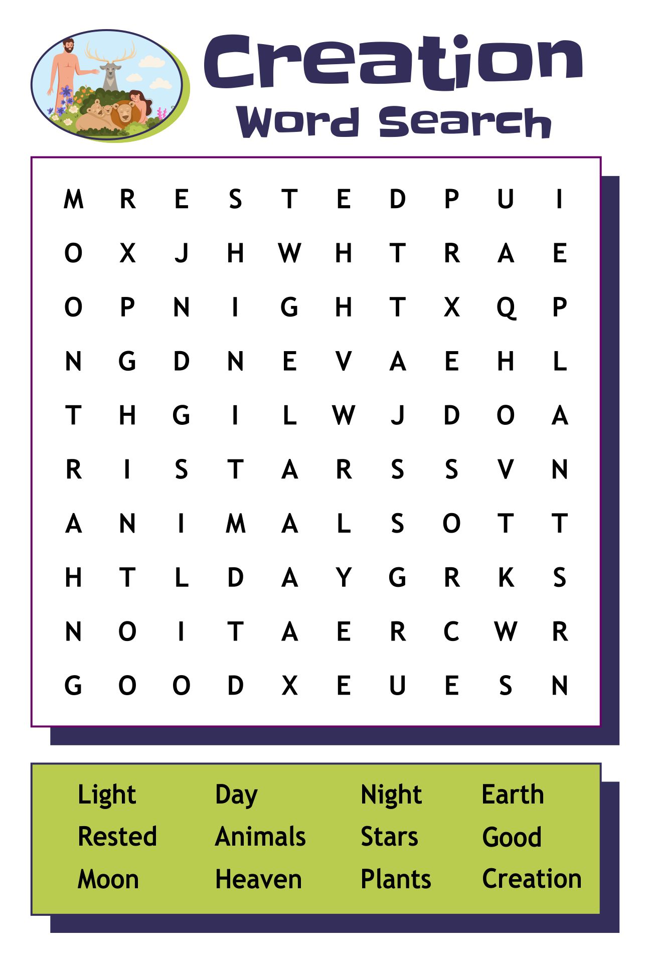 4 Best Images Of Creation Word Search Printable Bible Creation Word 