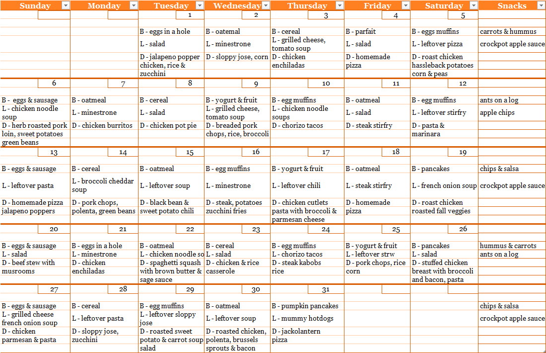 6 Best Images Of By Day Dinner Menu Planner Printable 7 Day Meal 