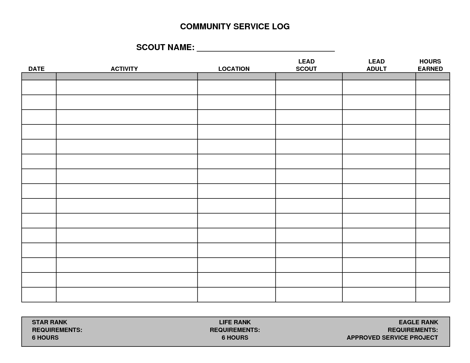 7 Best Images Of Printable Hours Log Volunteer Hours Log Sheet 