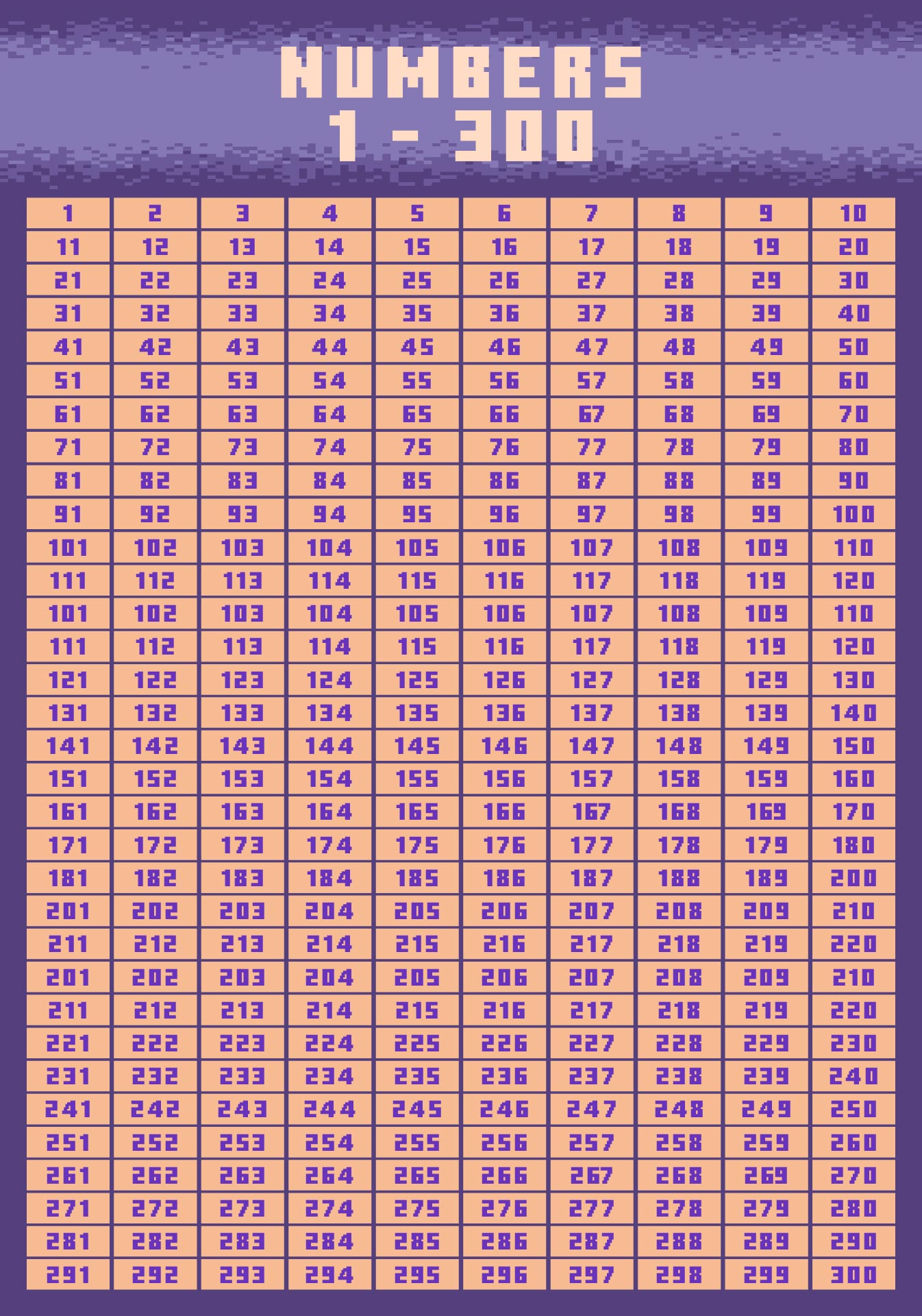 Number Chart 1 300 Printable