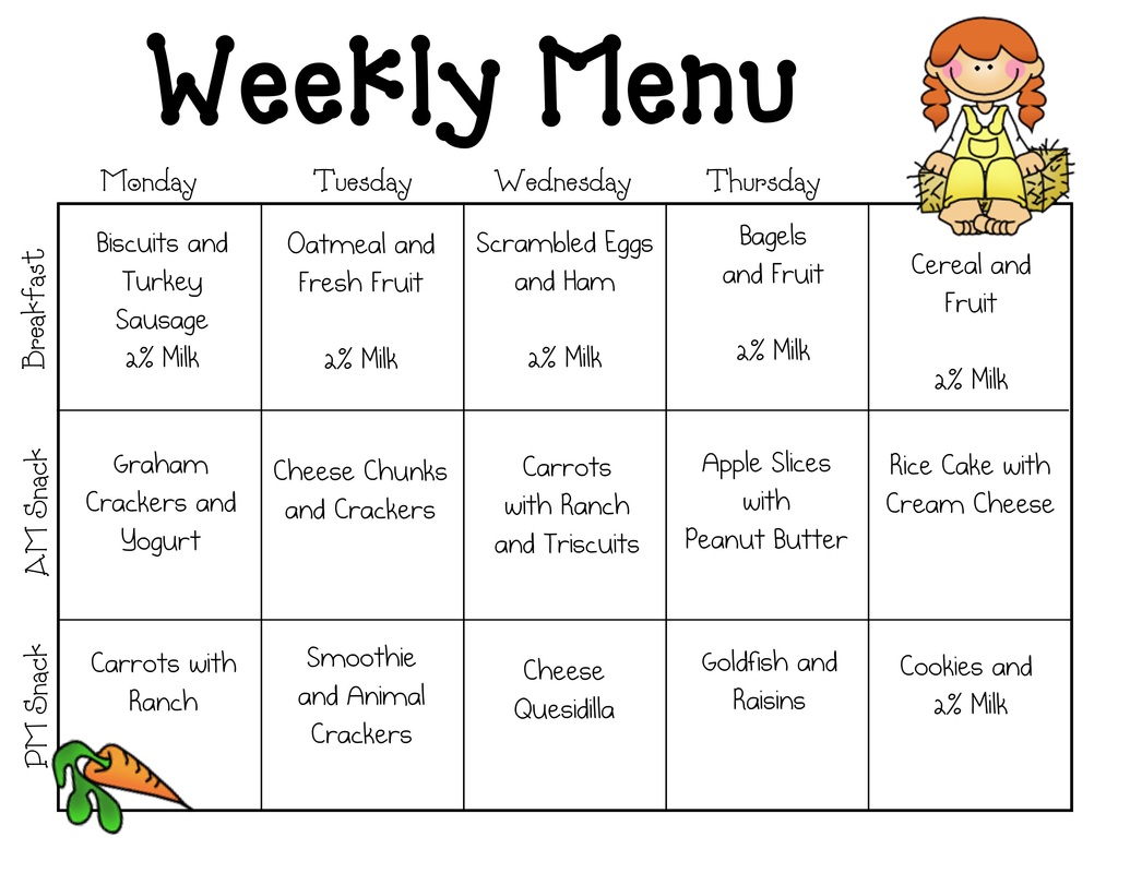 Free Printable Daycare Menu Template Nisma Info