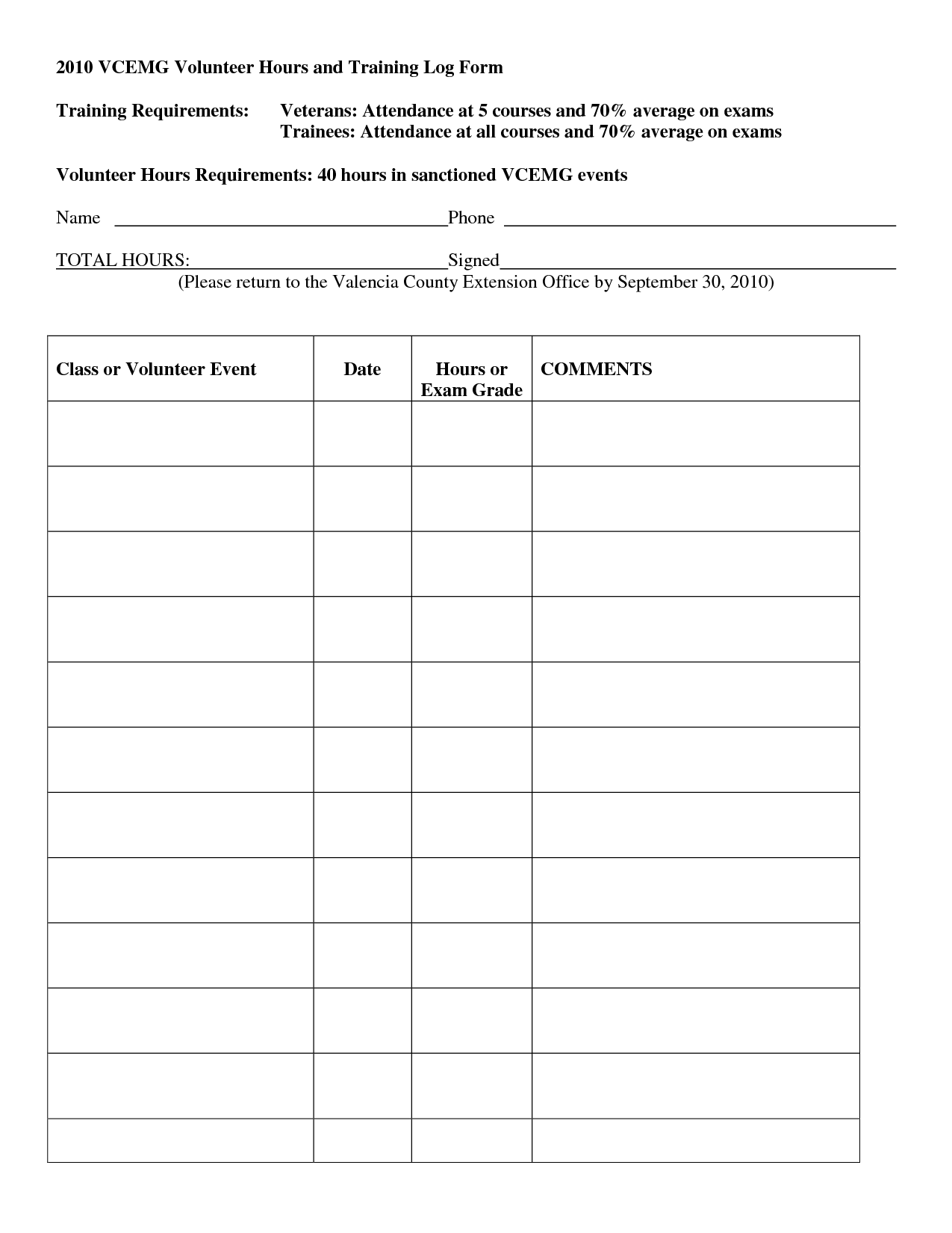 7 Best Images Of Printable Hours Log Volunteer Hours Log Sheet 