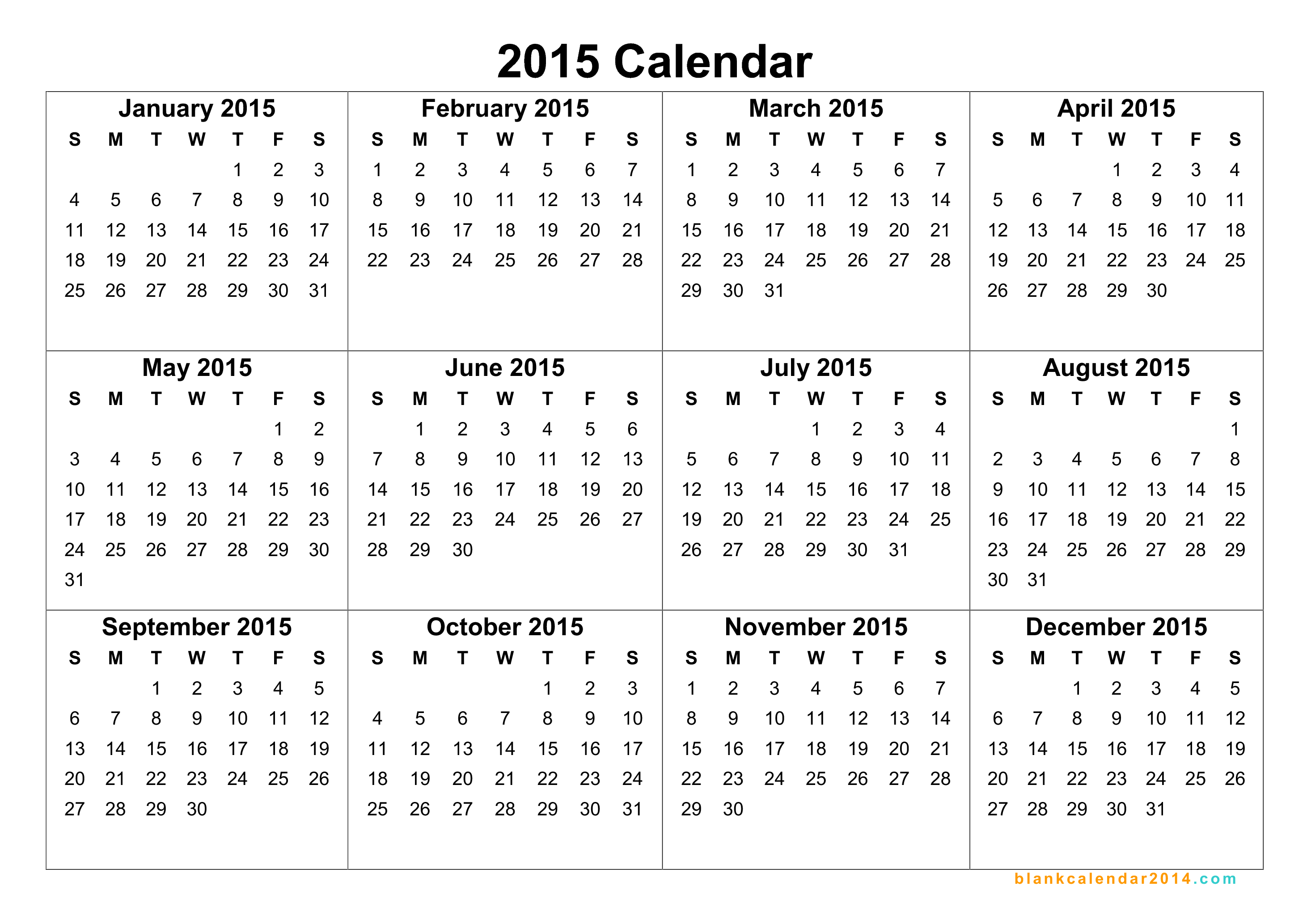 7 Best Images Of Printable 2015 Yearly Calendar Template 2015 Yearly