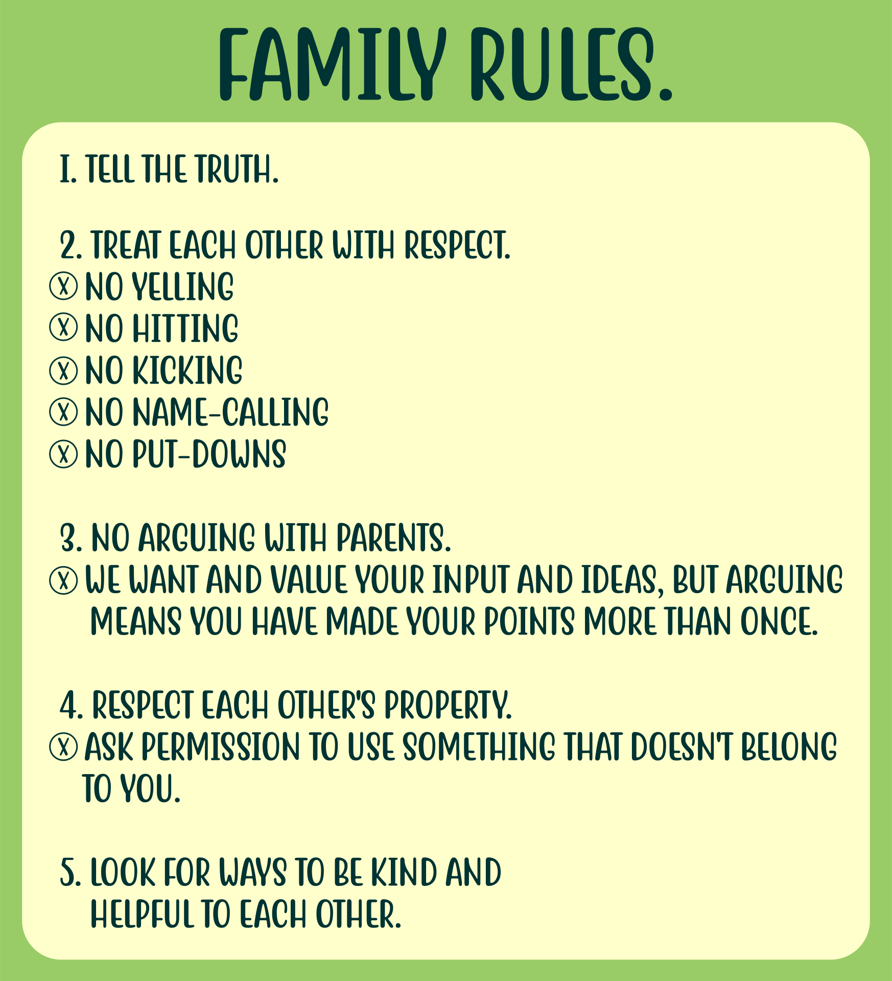 9 Best Images Of Printable Household Rules Free Printable Family Rules Sign Family House