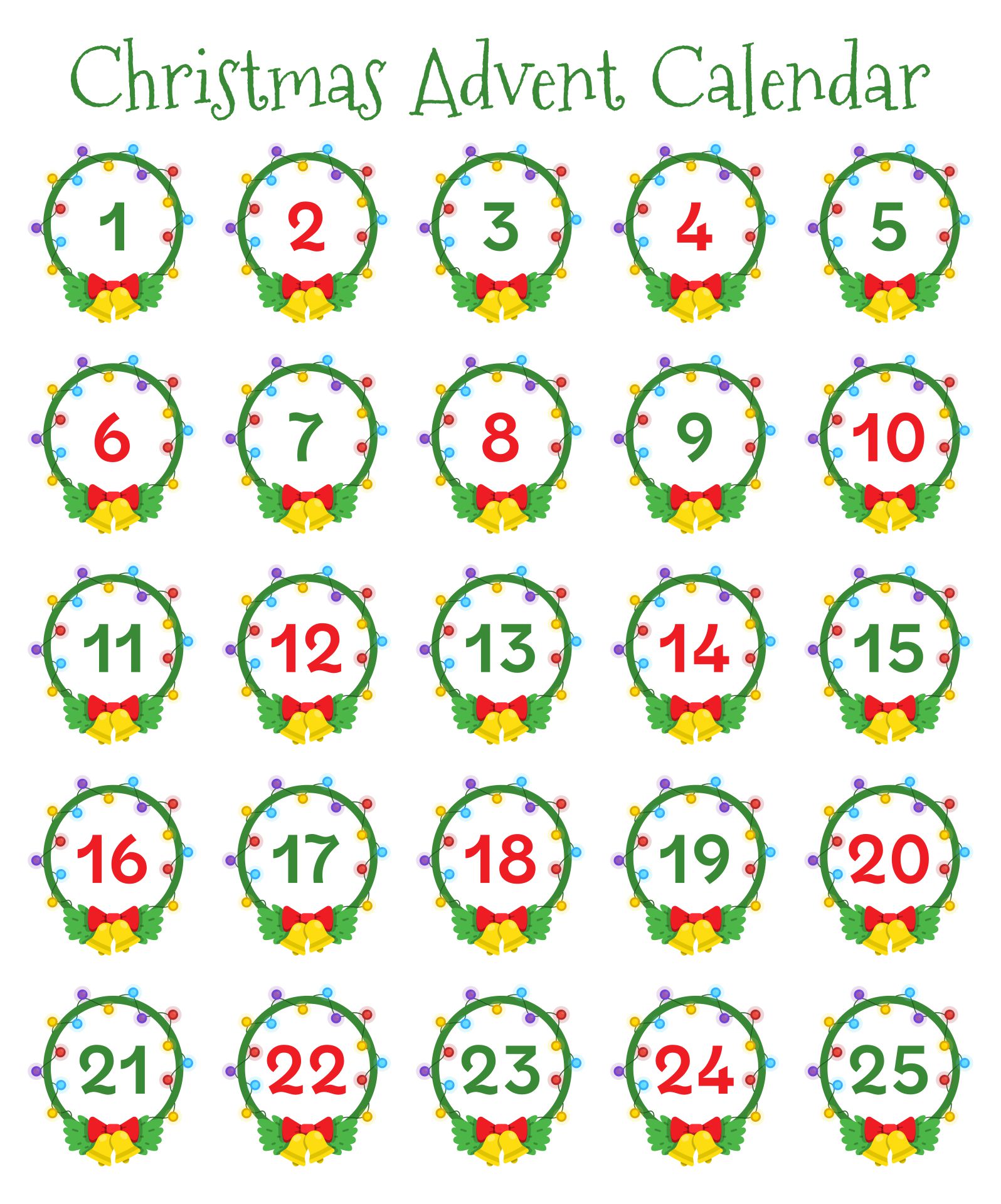 Free Printable Winter Calendar Numbers