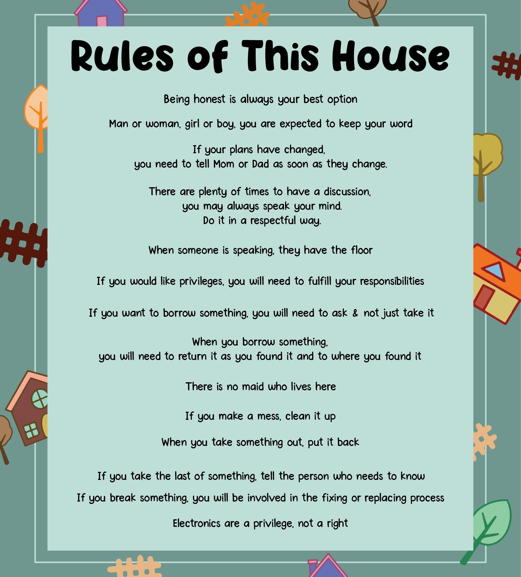 9 Best Images Of Printable Household Rules Free Printable Family Rules Sign Family House