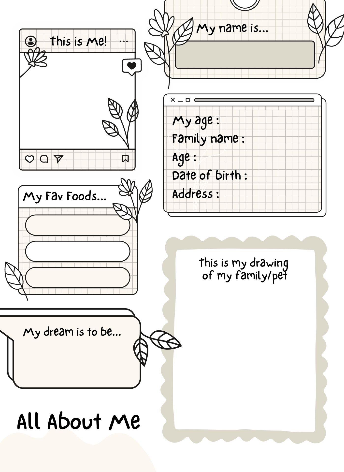 9 Best Images Of About me Worksheet Autism Printable All About Me 