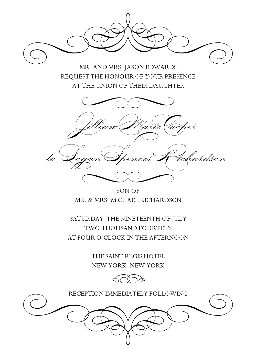 5 Best Images Of Black And White Wedding Invitation Templates Printable 