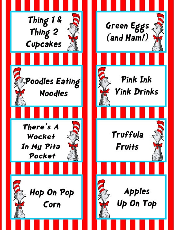 7 Best Images of Dr. Seuss Printable Labels For Food Buffet Printable