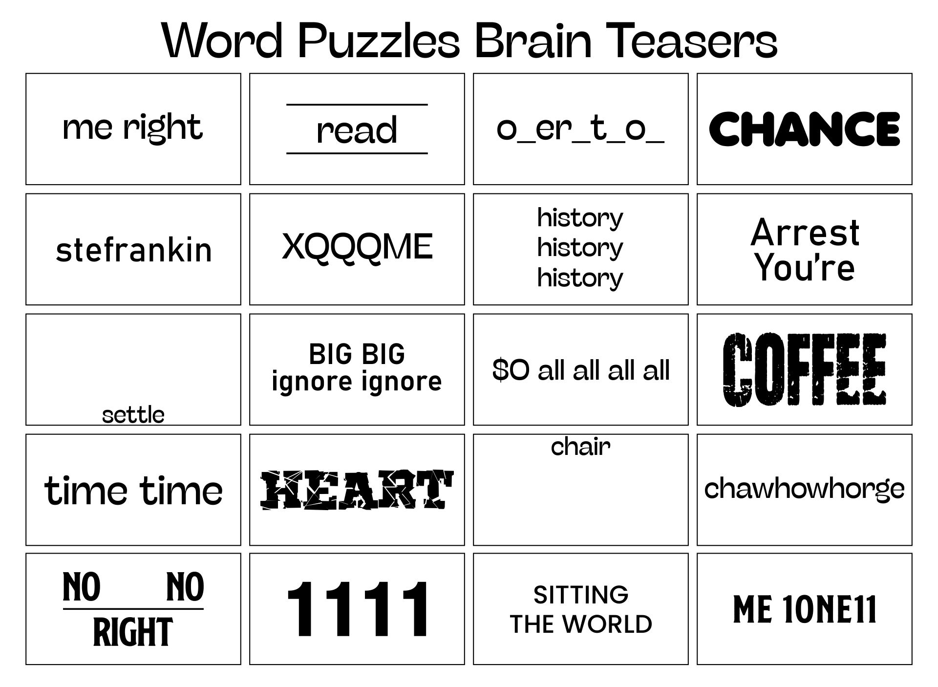 Brain Teaser Puzzles Printable