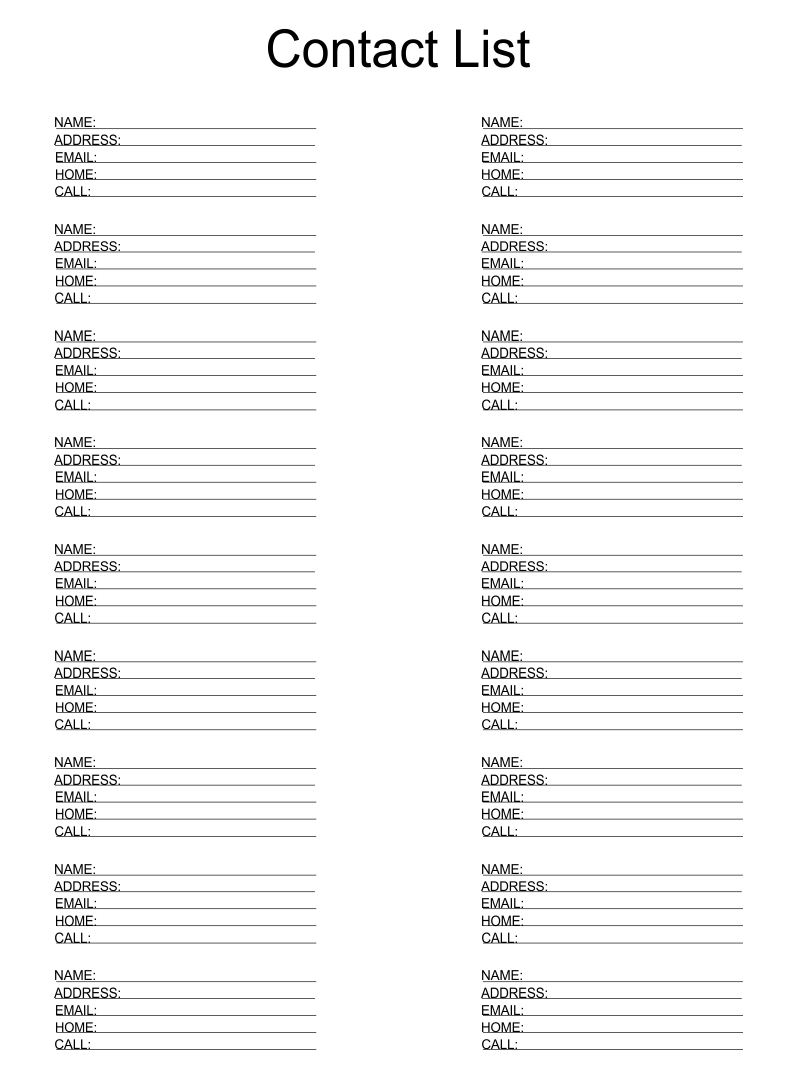 Declarative Free Printable Contact List Template Harper Blog