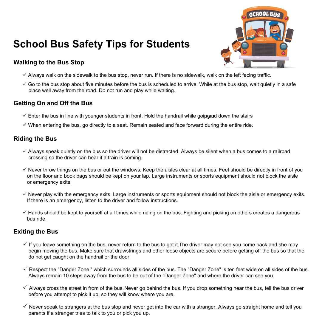 Free Printable School Free Bus Safety Printables