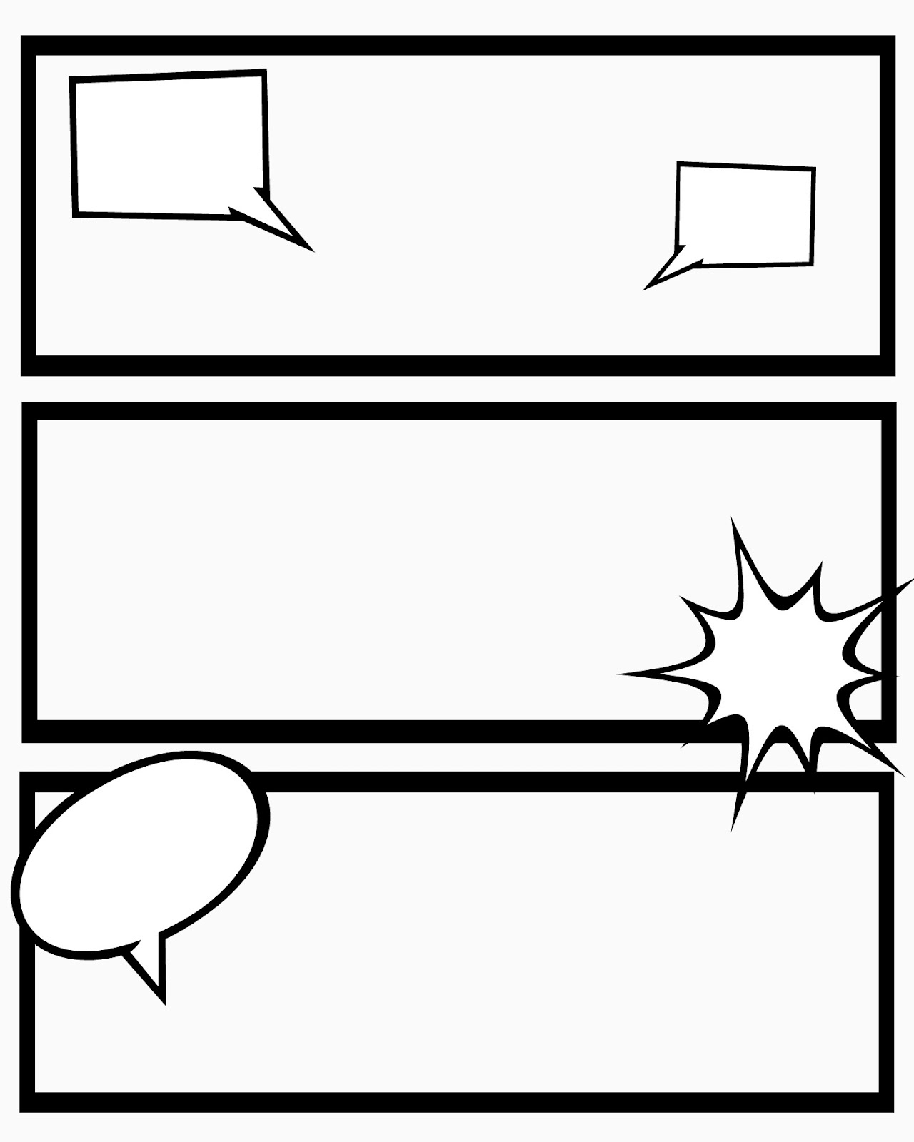 Comic Strip Template With Writing Space Printable