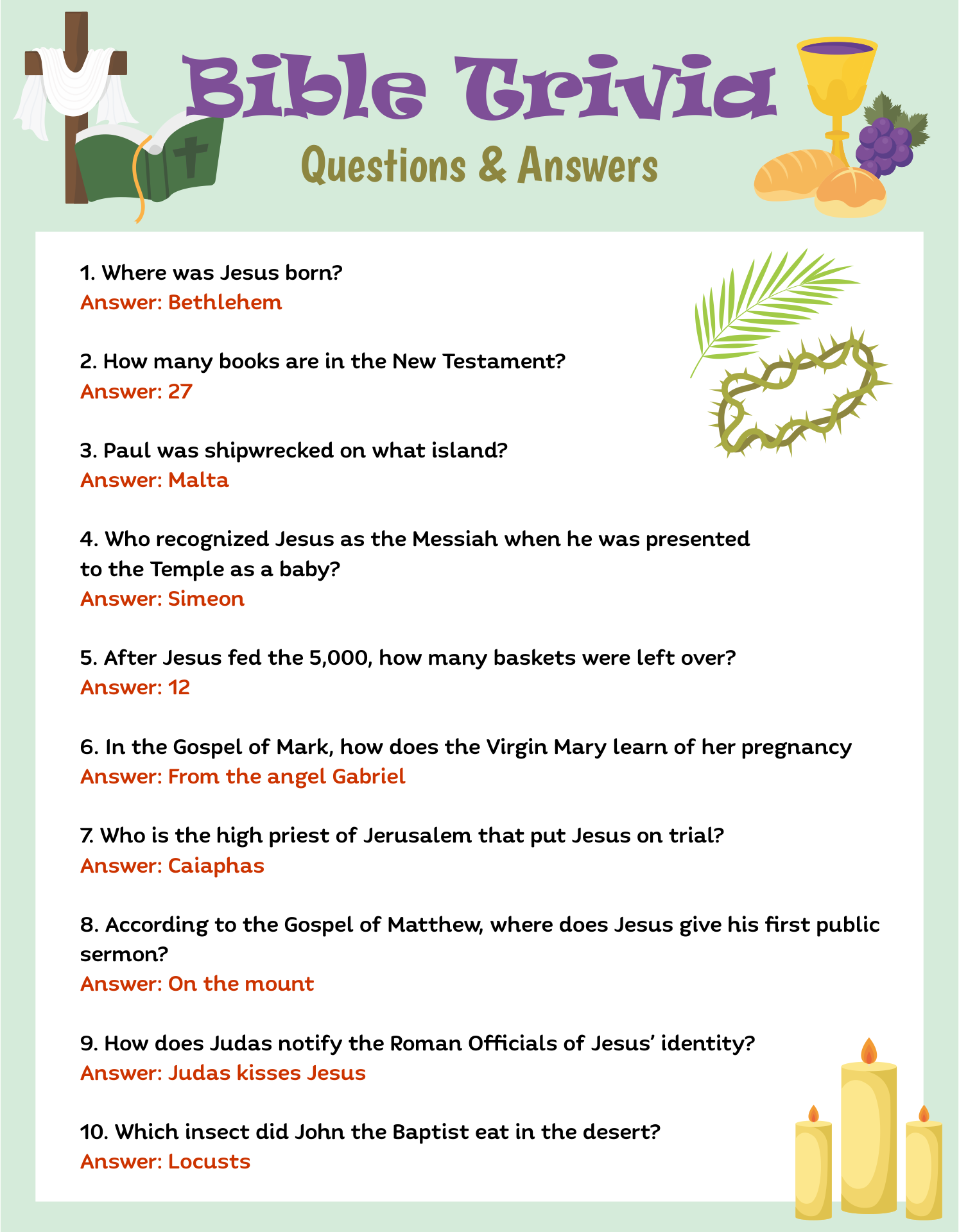 Printable Bible Trivia Questions Customize And Print