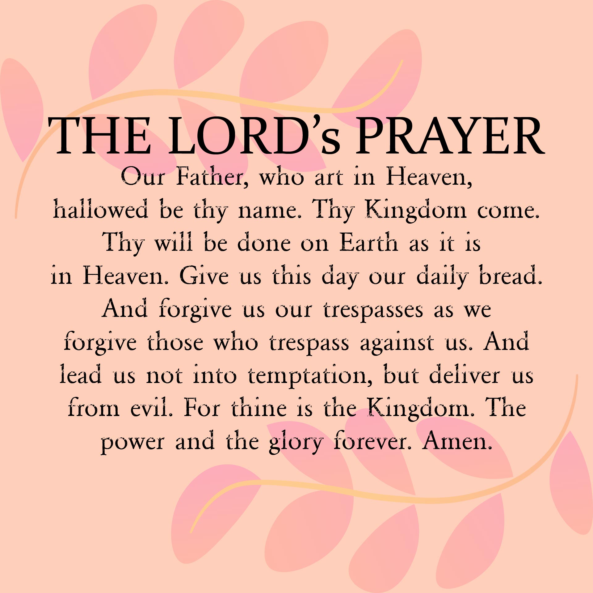 The Lord s Prayer Words Printable