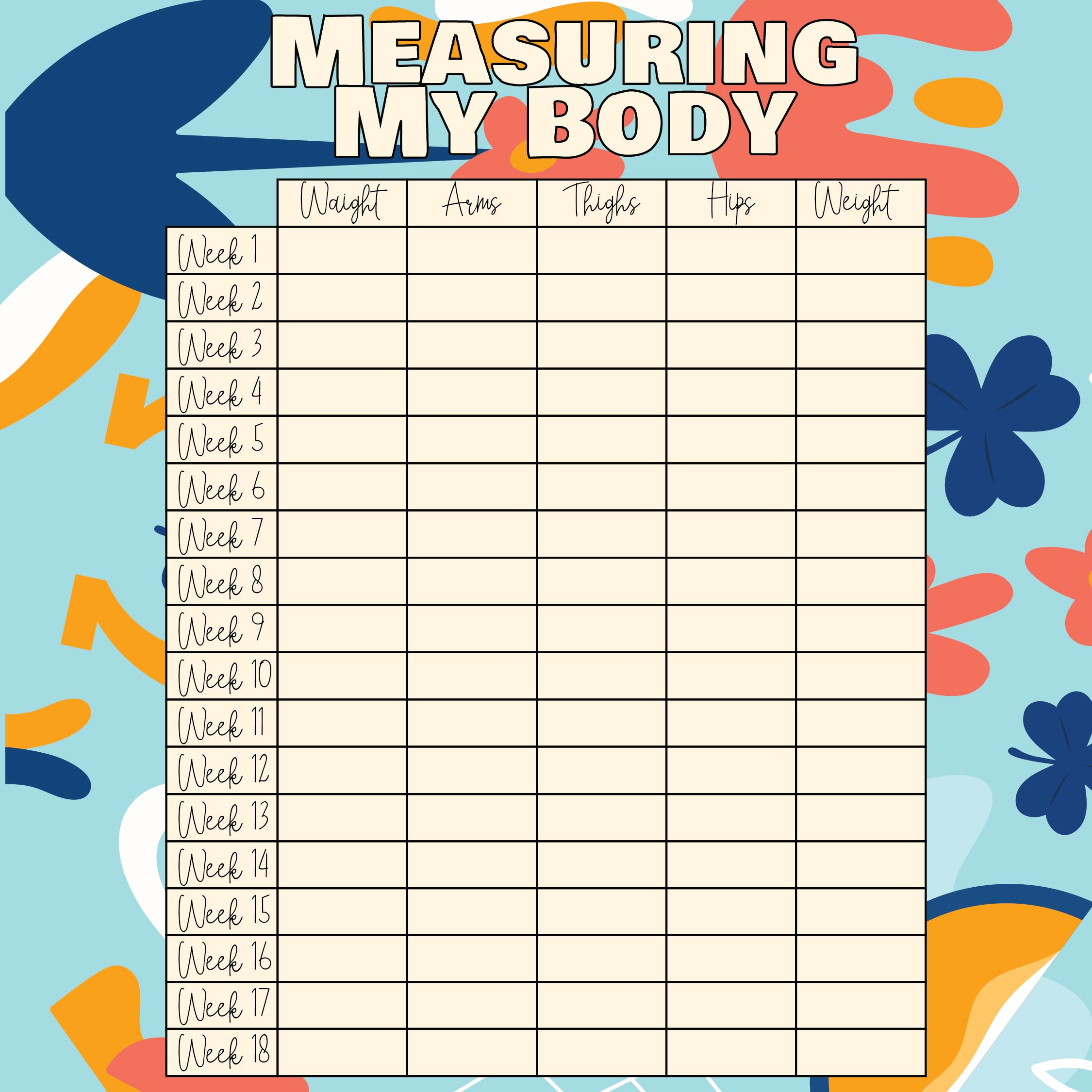 7 Best Images Of Printable Measurement Chart Weight Loss Printable Body Measurement Chart