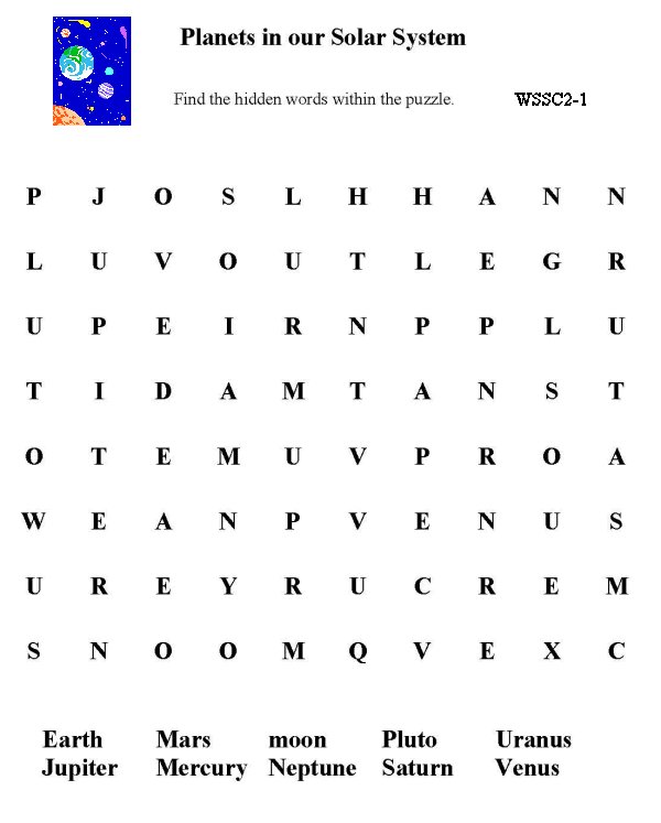 5 Best Images Of Planets Word Search Printable Printable Word Search Worksheets Solar System