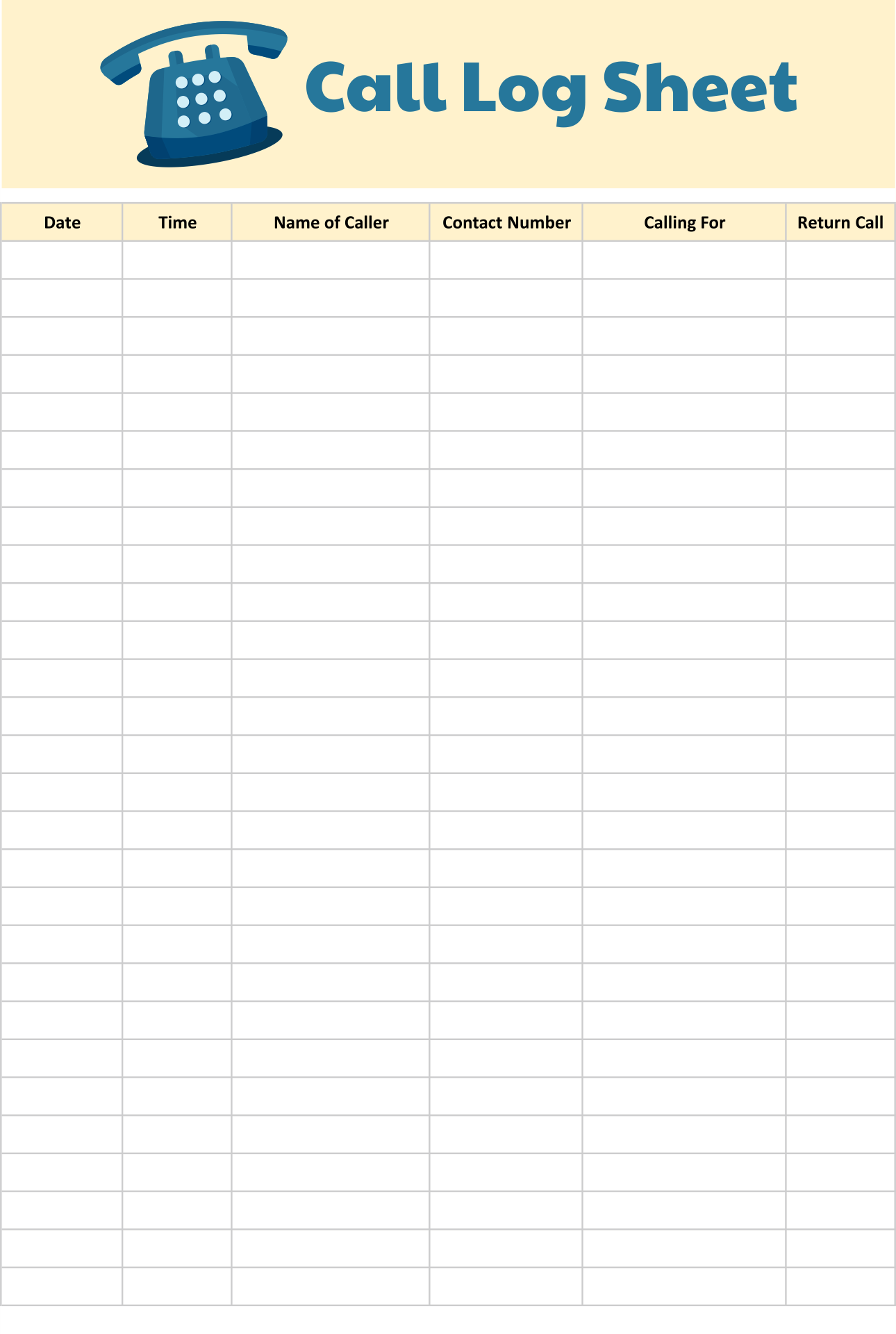 Free Printable Phone Call Log Form Printable Forms Free Online