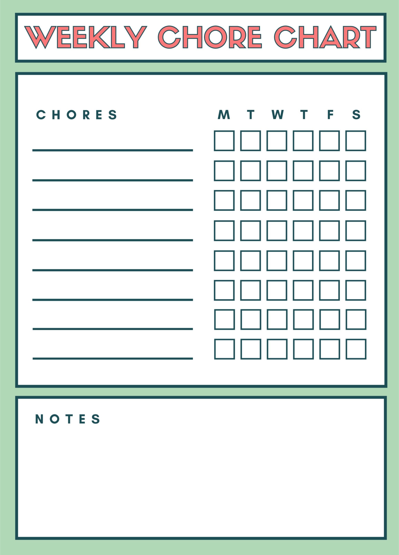 Free Printable Chore Checklist Template