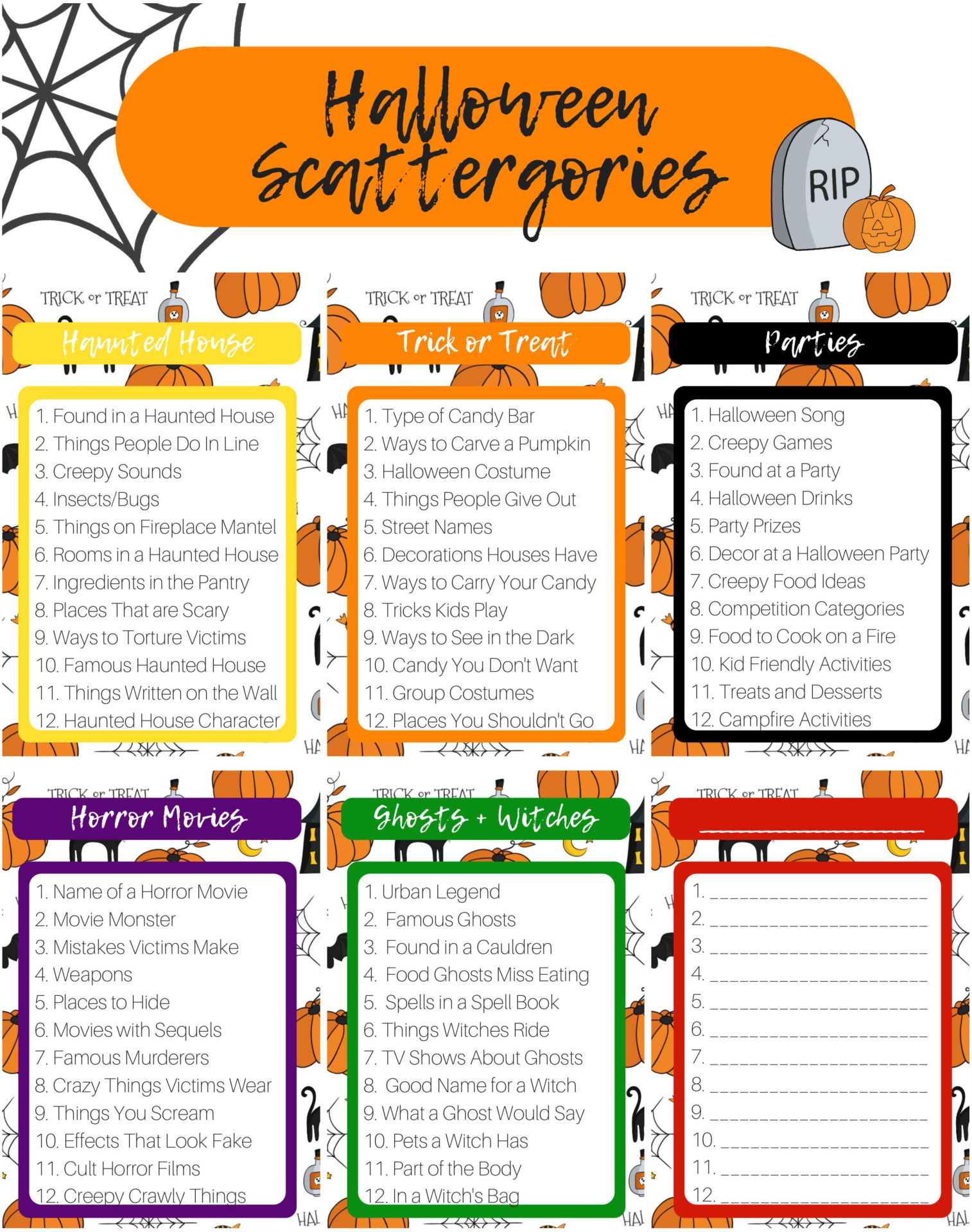 6 Best Images Of Blank Scattergories Answer Sheets Printable Free 