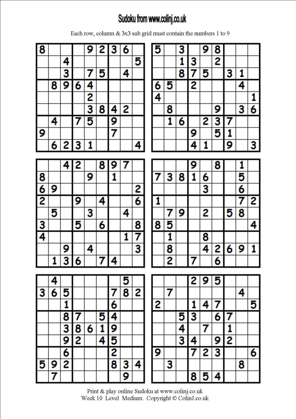 Printable Sudoku Puzzles 4 Per Page