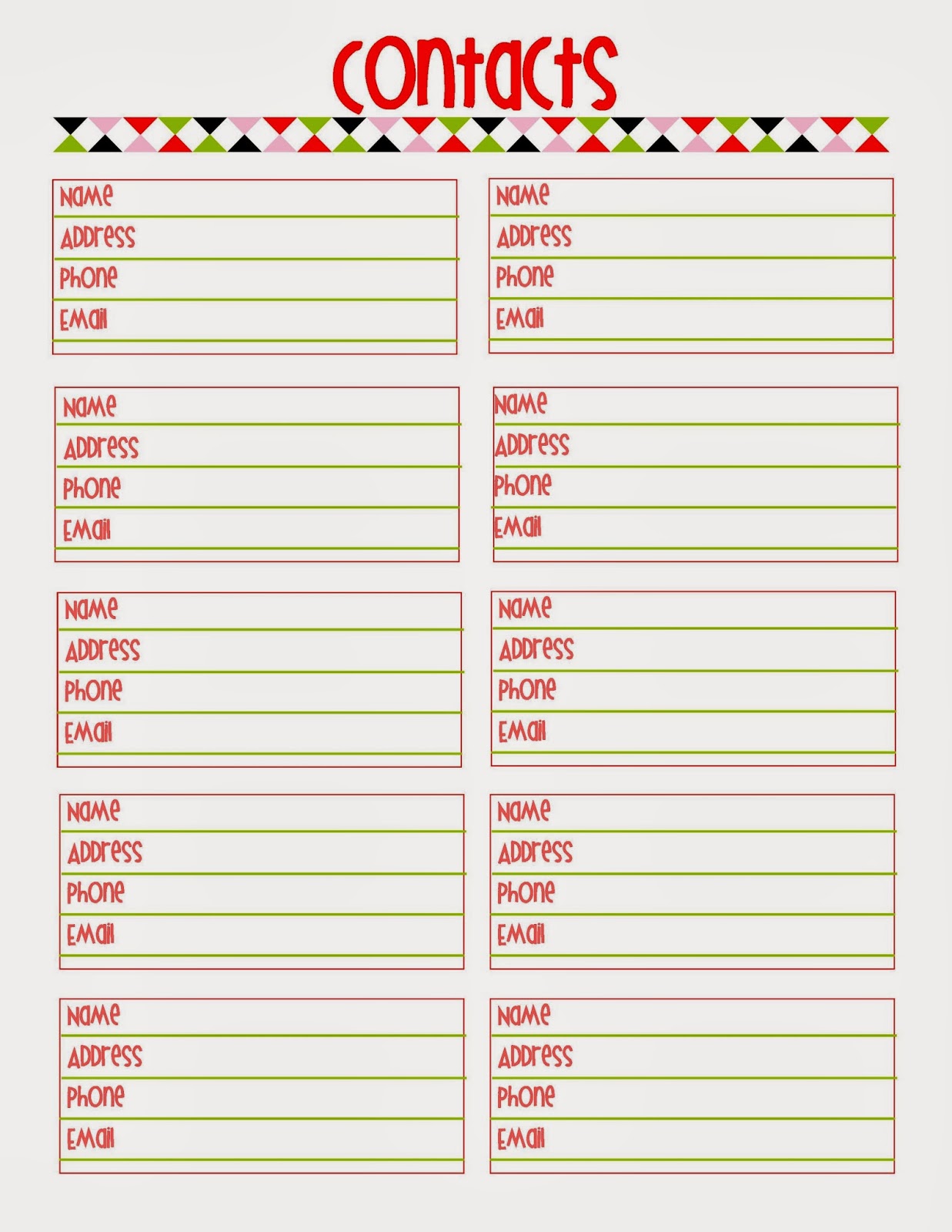 7 Best Images Of Printable Contact List Template Free Printable 