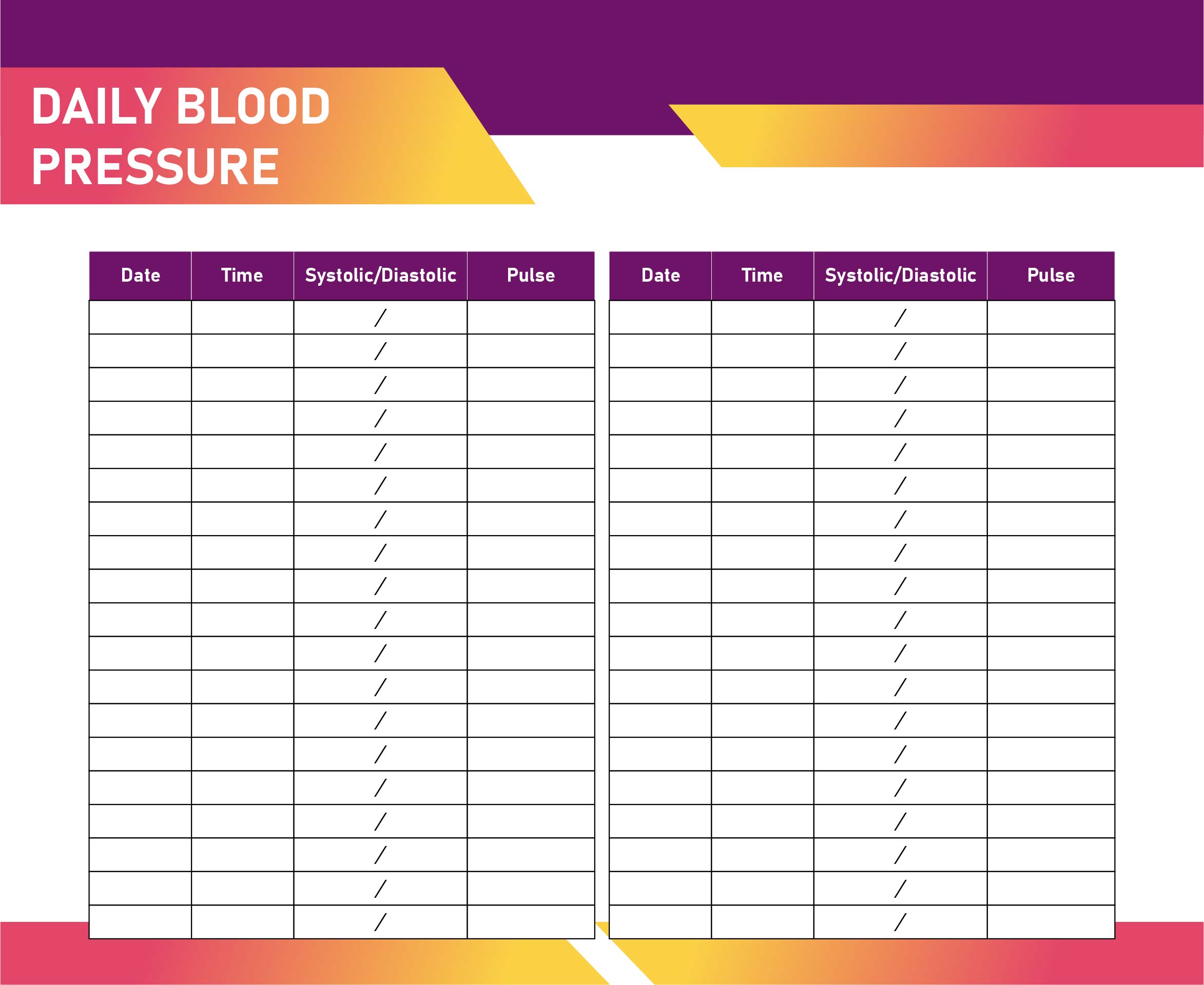 Pdf Daily Free Printable Blood Pressure Log Sheets Stephenson